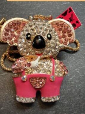 Betsey Johnson Overalls Koala Bear Pendant Necklace